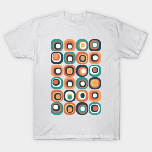 Stacked Squares Mid Century Modern Teal, Orange, Yellow T-Shirt